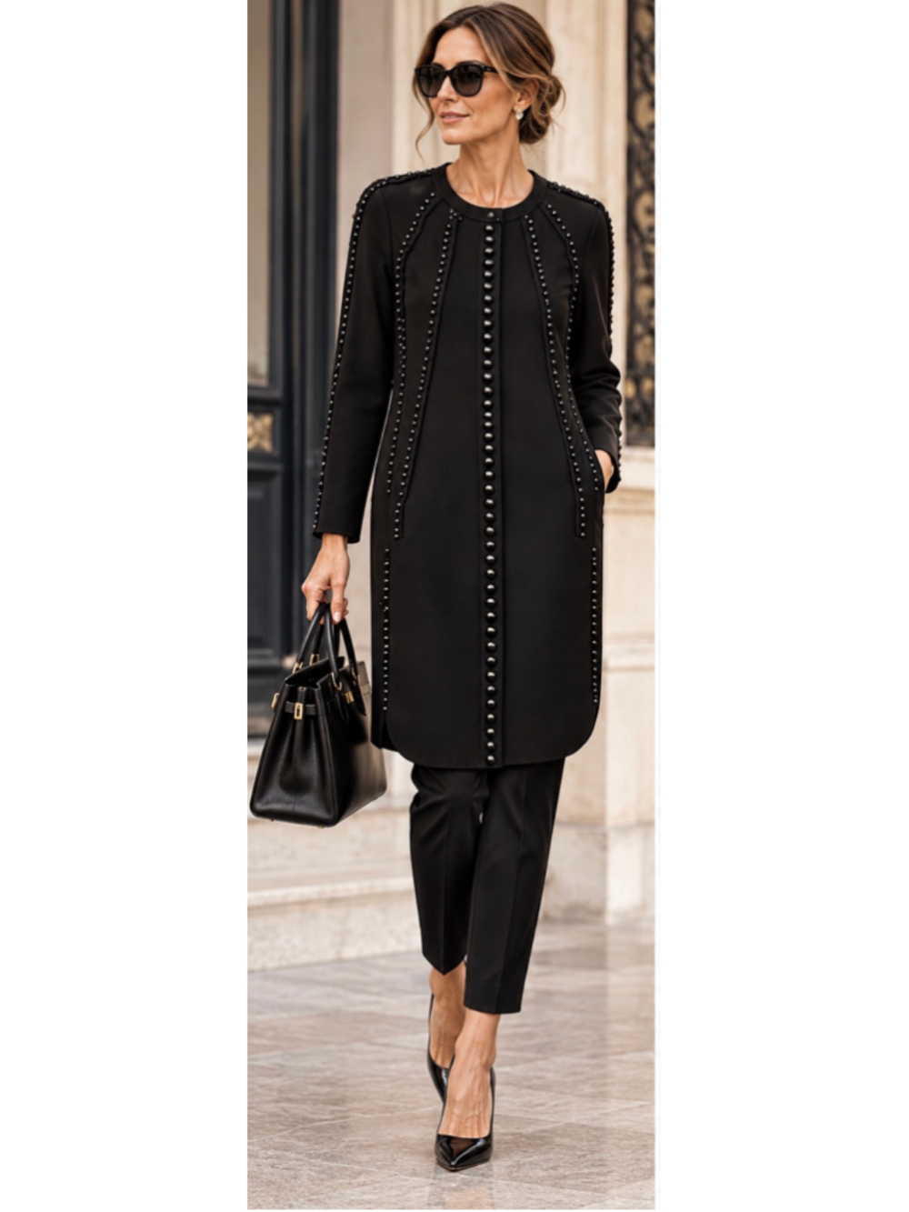 Lanvin Black Embellished Coat 2007 Vintage New Collector Piece 8 Silk French Lux